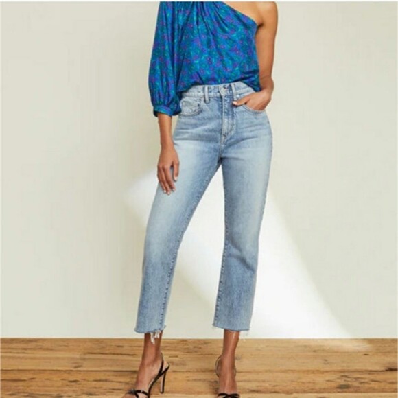 Veronica Beard High-Rise Carly Kick Flare Denim Jeans Size 32/14 Pebble Stone - Picture 2 of 12